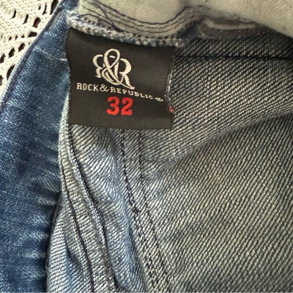 Rock & Republic Button Fly Straight Leg Men's Blue Jeans Size 32 - Picture 3 of 6